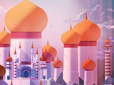 Agrabah castle digital disney fantasy folioart illustration james gilleard landscape