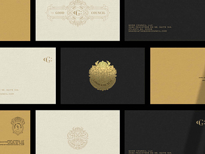 Good Council - Stationery branding crest design geometric gold identity illustration line lineart logo luxury medal minimal monoline stationery wolf