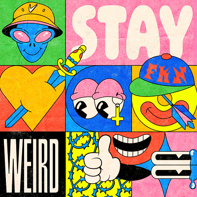 Stay Weird 1930 1930s cartoon cartoon character colors graphic design illustration old cartoon old school poster print ufo vintage weird