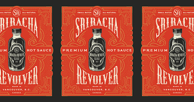 Sriracha Revolver poster bottle branding design graphic design hand lettering hot sauce illustration label lettering logo monogram packaging typography