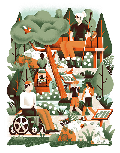 Trails for All daniele simonelli disability diversity dsgn editorial illustration illustration lgbtq nature park texture trail vector