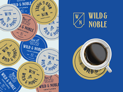 Wild & Noble - Crest Branding badge branding business coat of arms consulting crest deer design geometric graphic design illustration line lineart lion logo marketing minimal monogram monoline strategy