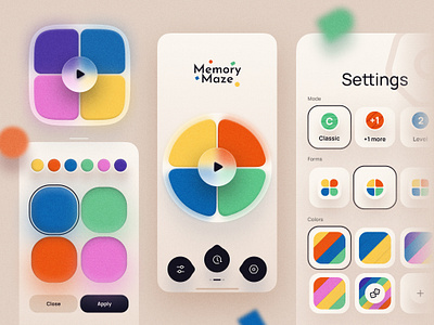 Memory Maze App Game app colorfull design illustration ios maze memory mobile ui ux