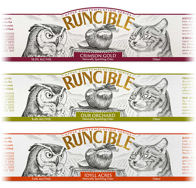 Runcible Cider—Detail animals cider cvat engraving food and beverage illustration label line art owl packaging packaging design pen and ink scratchboard