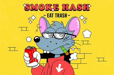 Eat trash 1930 1930s 420 cartoon cartoon character hash illustration merch mouse old cartoon old school rat trash vintage weed