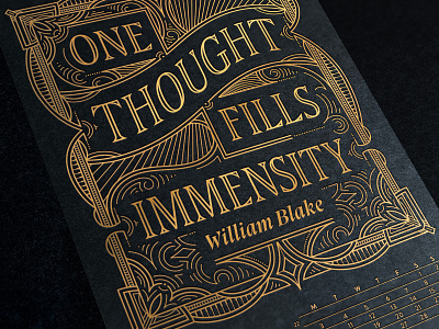 One Thought design filigree foil stamp illustration lettering letterpress monoline ornate typography