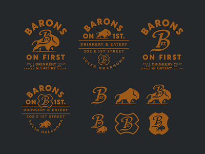 Barons On 1st. barons on 1st barons on first brand identity branding cocktails dining drinks food growcase logo logo design logotype restaurant tulsa oklahoma