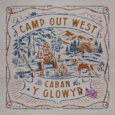 Camp Out West Bandana bandana camp tent campfire camping dog mountain nature tent western