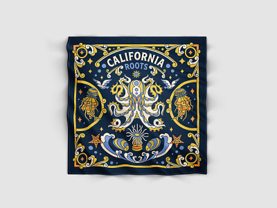 California Roots Fest - Scraf bandana beach concert editorial festival geometric illustration line lineart minimal monoline music music fest octopus scarf