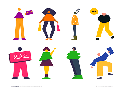 Geoshape illustrations character chat colorfull communication design flat geometric icon icons illustration illustrations message minimal minimal branding pattern people shopping ui ui design vector