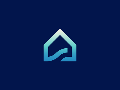 Beach House airbnb app beach brand branding coast gradient house identity island line logo logomark minimal rental retro vacation water wave web