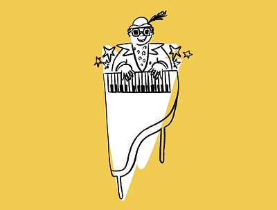 I only know one Elton John joke, it's a little bit funny... 🎹✨ design doodle elton john funny illo illustration lol piano sketch