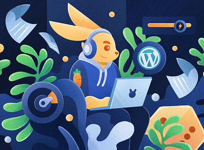 New Plugin in WordPress 🤩 blog blog illustration bunny bunny cdn bunny.net cdn character gdpr global illustration mascot optimize personal data procreate secure internet sketch texture web design website blog wordpress