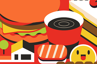 Food City application branding cake city coffee design digital editorial food hamburger house icon illustration indonesia minimal poster smile sushi ui vector