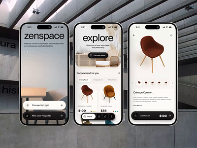 Zenspace - Interior Furniture Store Mobile App app application architecture company decor design furniture furniture app home interior interior design mobile mobile app mobile application modern ui ux